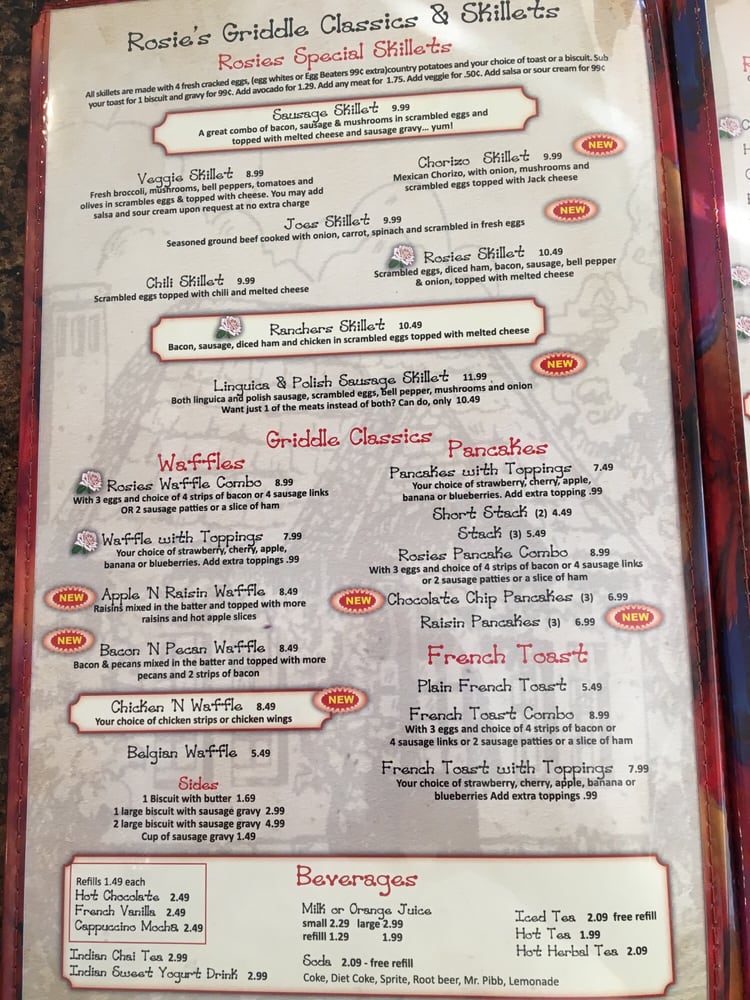 Menu Rosie’s Country Kitchen